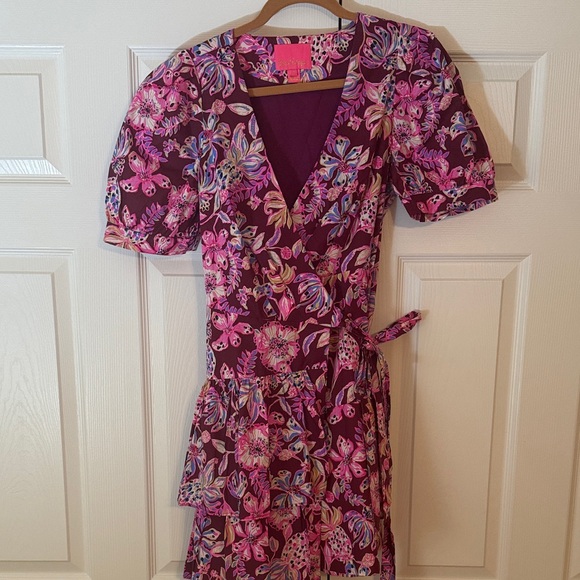 NWOT Lilly Pulitzer Floral Purple Wrap Dress - Picture 3 of 8